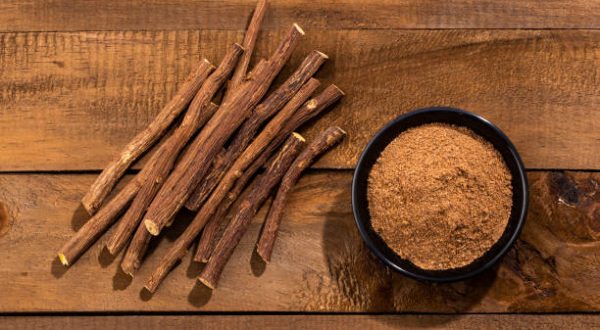 Ground stems of organic licorice - Glycyrrhiza glabra.